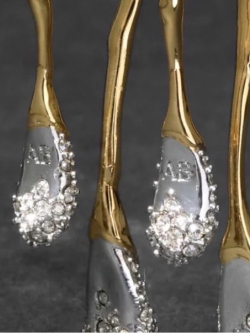 NEW Alexis Bittar Solanales Earrings Front Back Double Drop Gold Clear JN21 - Picture 4 of 11